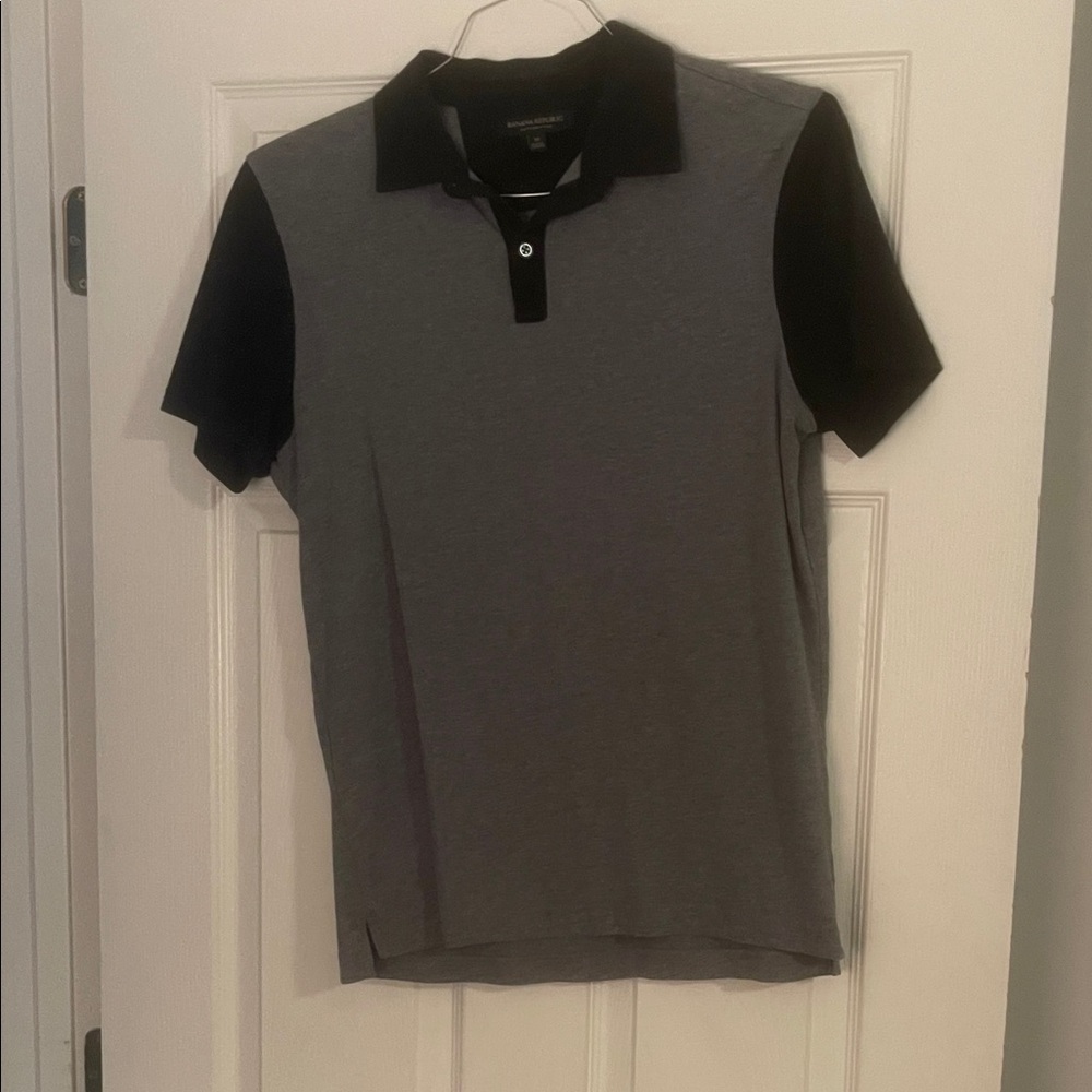 Banana Republic Gray and Black Polo Shirt